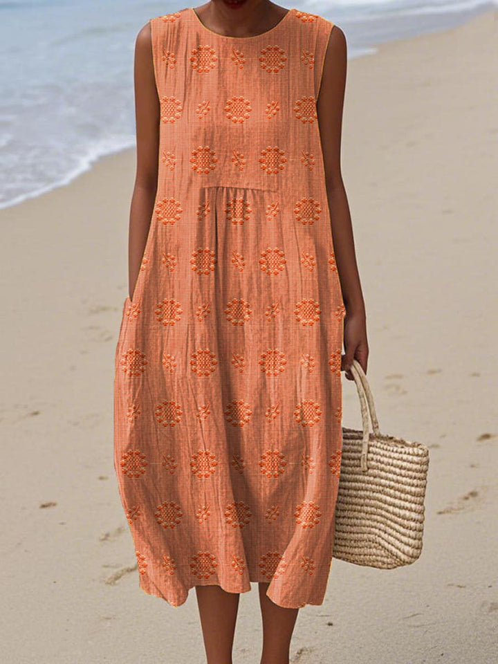 Victoria | Textured Sleeveless Summer Midi Dress