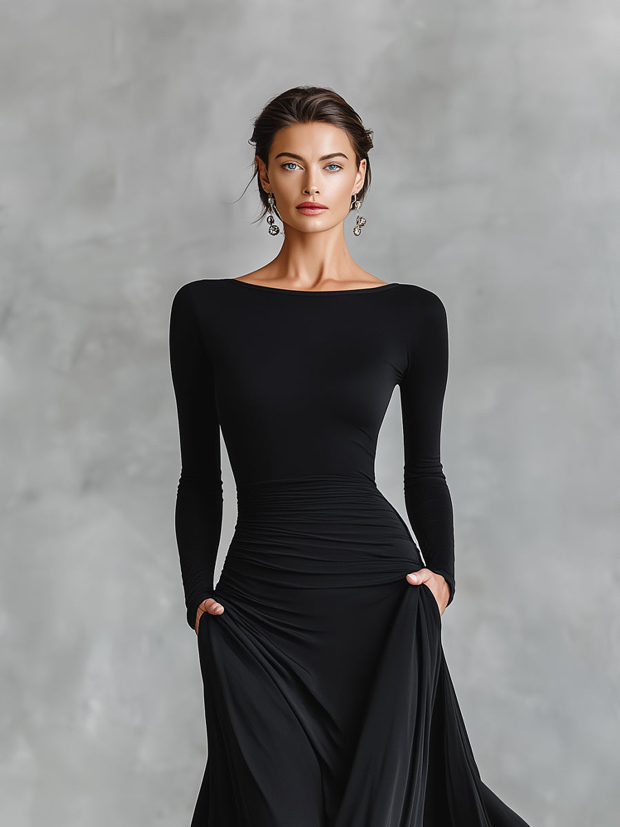 Alessa | Prom Ruched Long Sleeve Maxi Dress