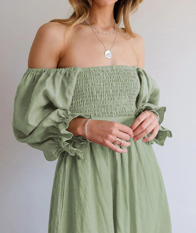 Emma | Boho Tie Waist Square Neck Maxi Dress