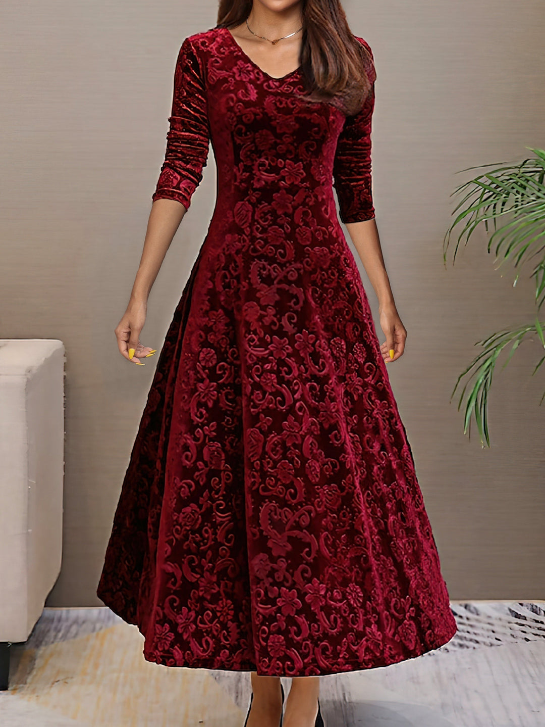 Isabella | Wedding Guest Floral V Neck Midi Dress