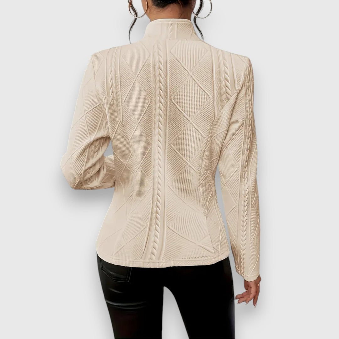 Victoria | Textured Button Front Long sleeve Jacket