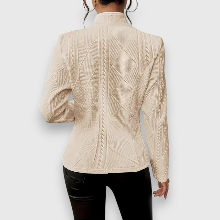Victoria | Textured Button Front Long sleeve Jacket