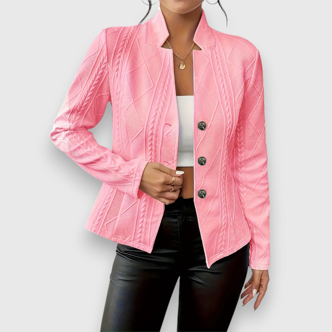 Victoria | Textured Button Front Long sleeve Jacket