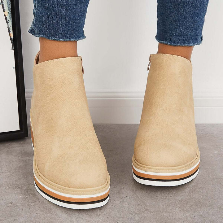 Serena | Side Zip Platform Wedge Ankle Boots