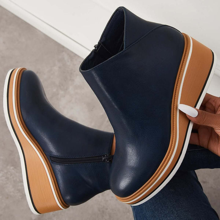 Serena | Side Zip Platform Wedge Ankle Boots