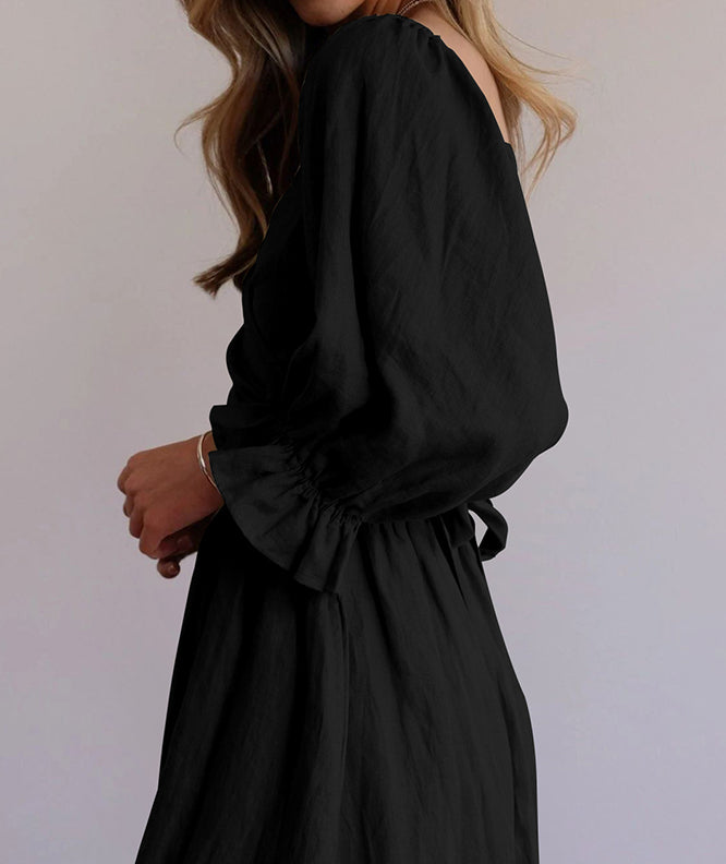 Emma | Boho Tie Waist Square Neck Maxi Dress