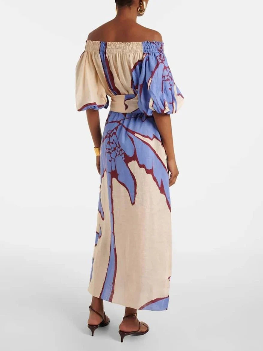 Sophia | Off Shoulder Botanical Print Maxi Dress