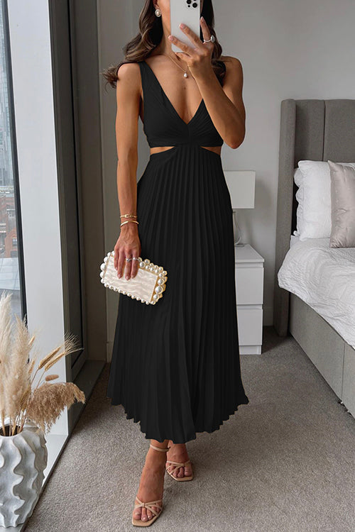 Nadira | Wedding Guest Pleated Cut Out Maxi Dress