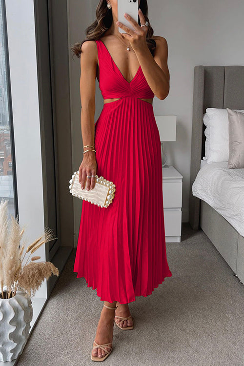 Nadira | Wedding Guest Pleated Cut Out Maxi Dress