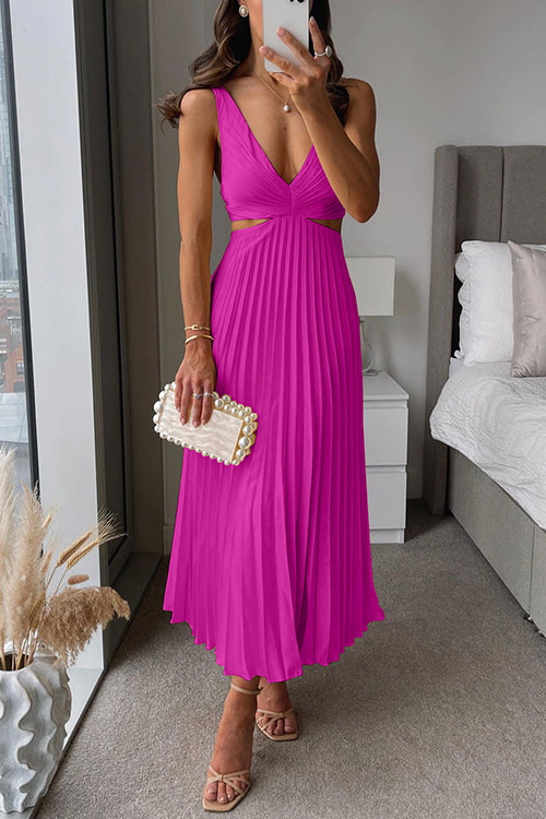 Nadira | Wedding Guest Pleated Cut Out Maxi Dress