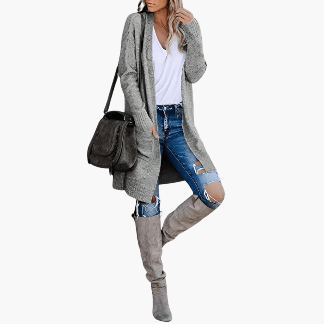 Amelia | Open Front Longline Knit Cardigan