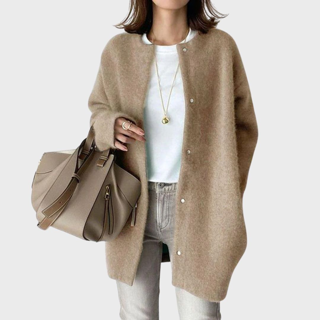 Camila | Soft Round Neck Longline Knit Cardigan