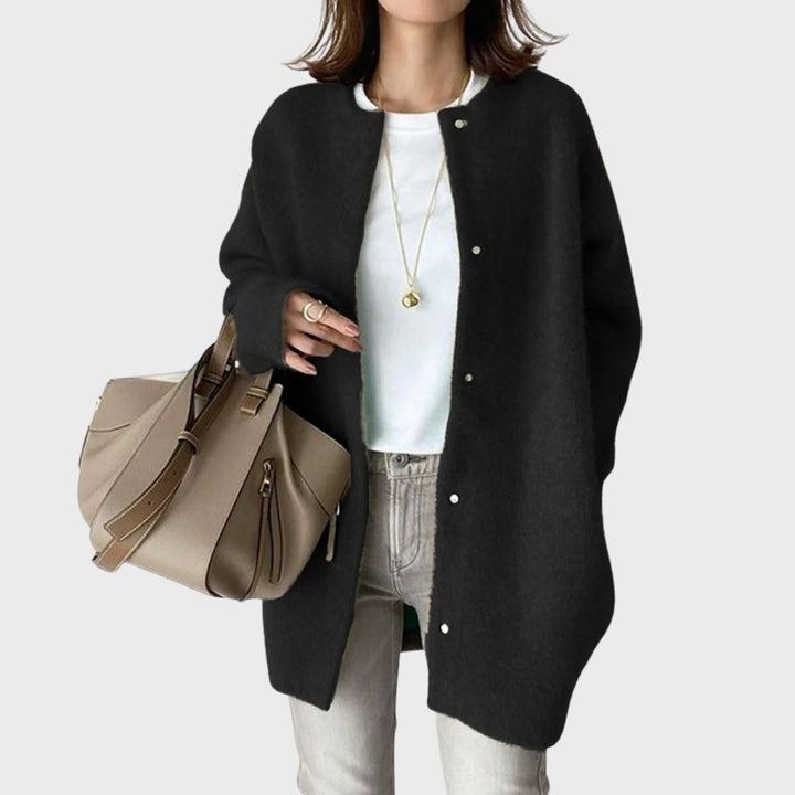 Camila | Soft Round Neck Longline Knit Cardigan