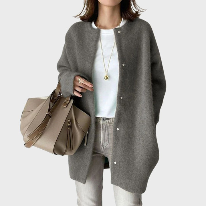Camila | Soft Round Neck Longline Knit Cardigan