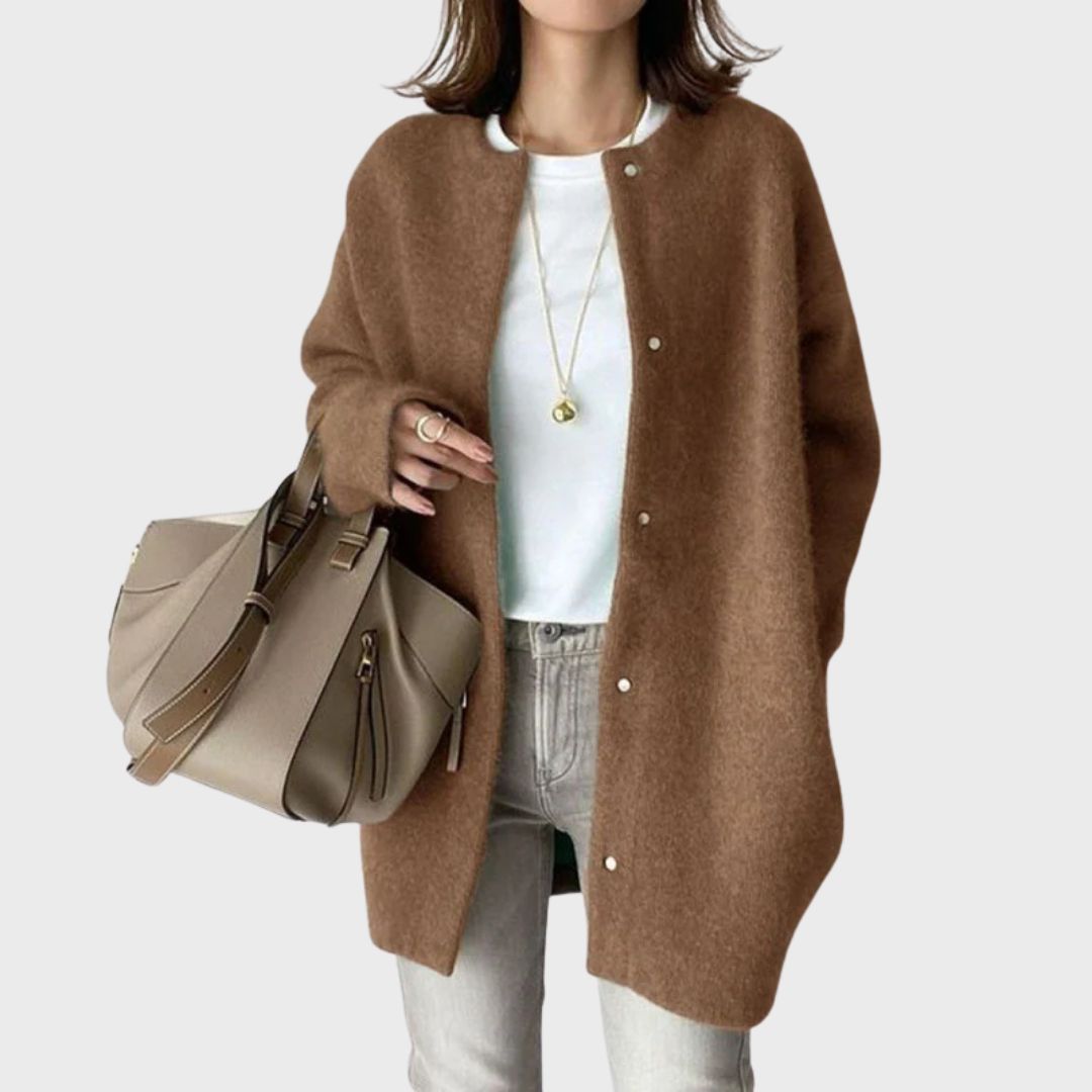 Camila | Soft Round Neck Longline Knit Cardigan