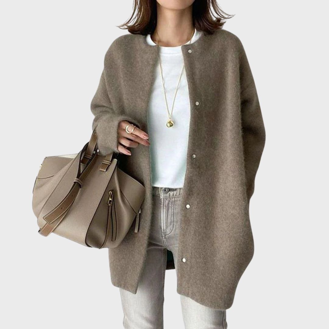 Camila | Soft Round Neck Longline Knit Cardigan