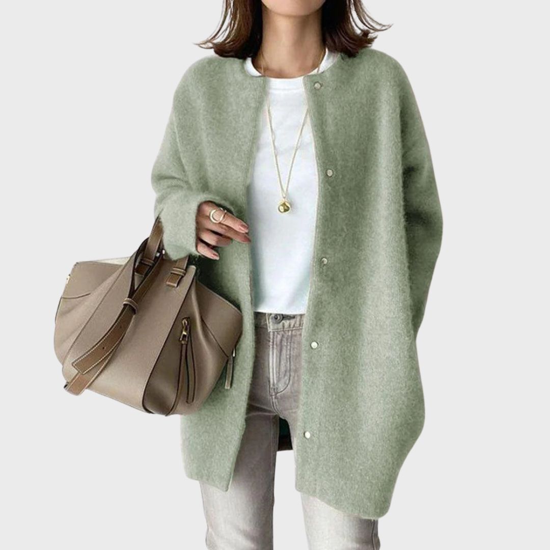 Camila | Soft Round Neck Longline Knit Cardigan