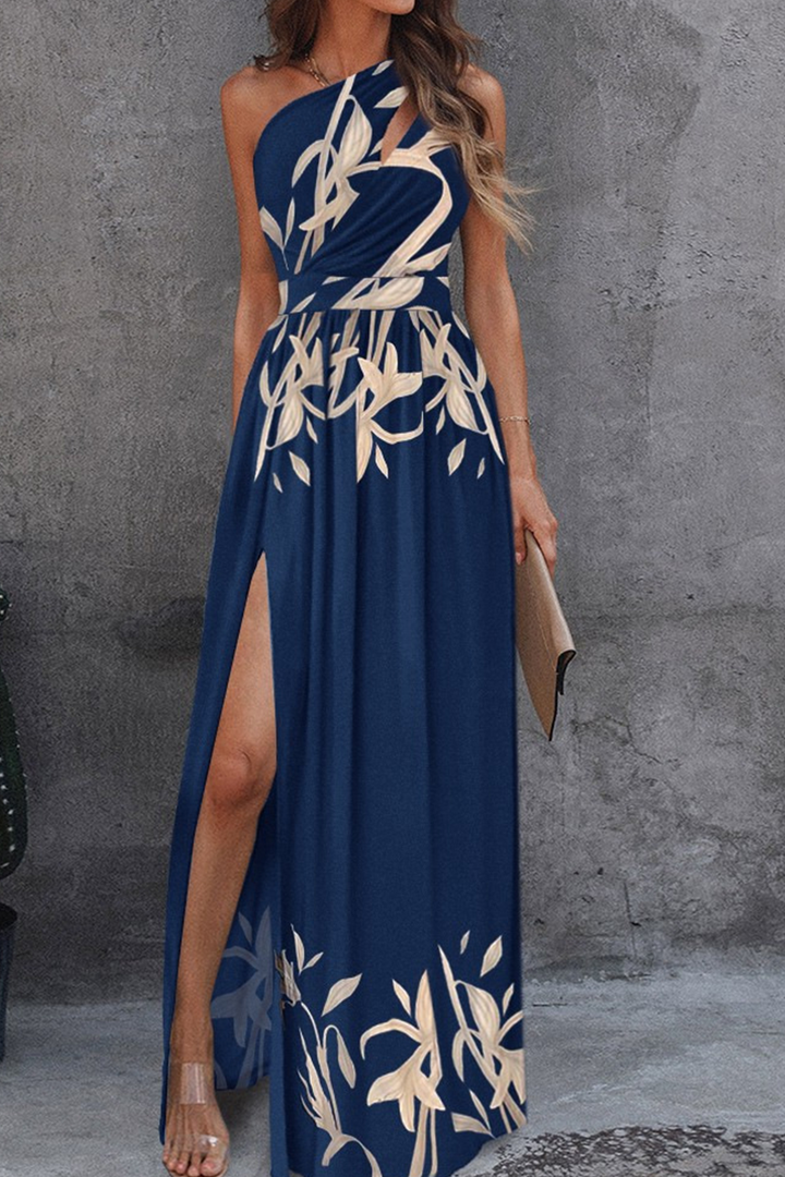 Adriana | Wedding Guest One Shoulder High Split Maxi Dress
