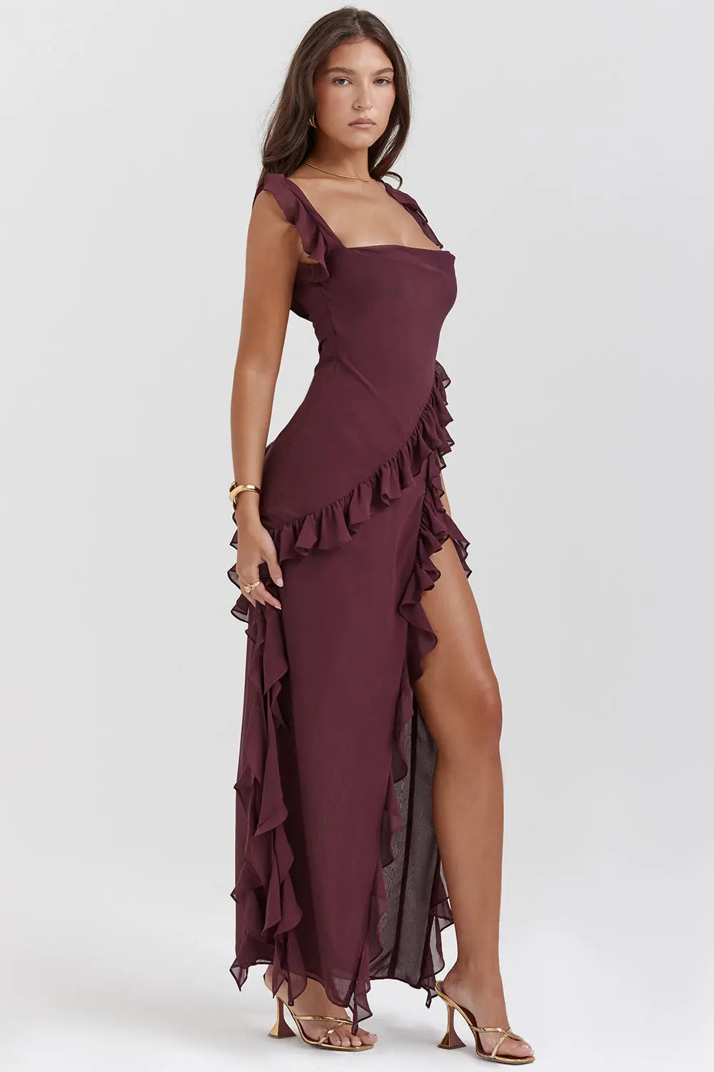 Matilda | Prom Ruffle Split Maxi Dress