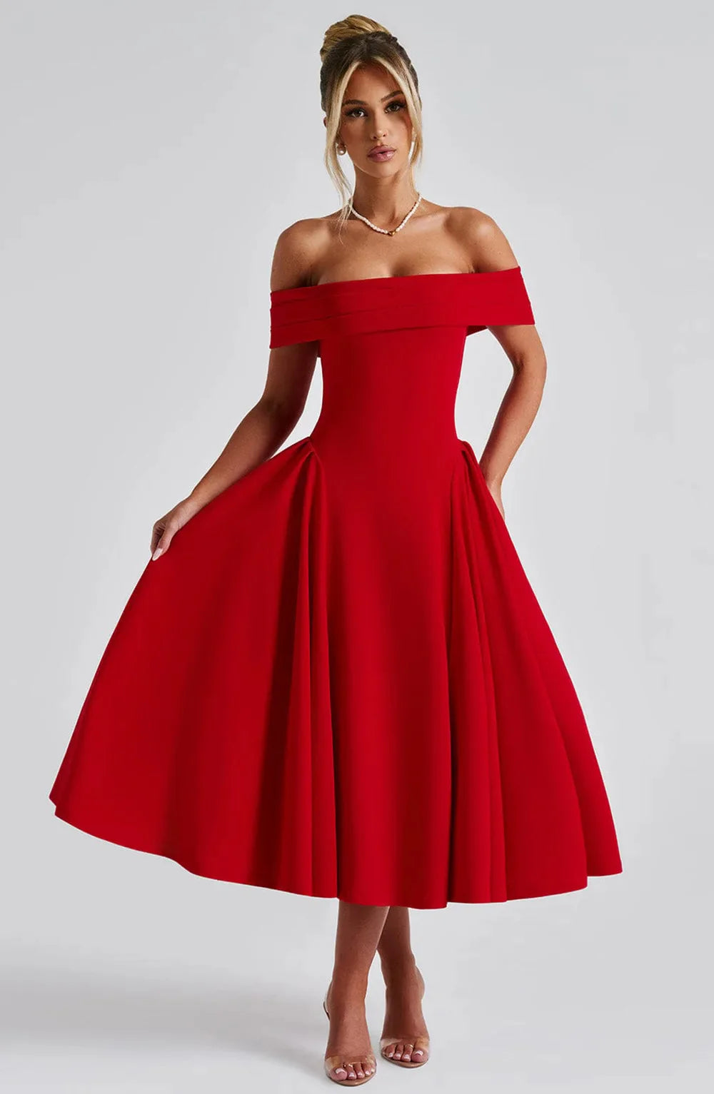 Isabella | Prom Off Shoulder Midi Dress