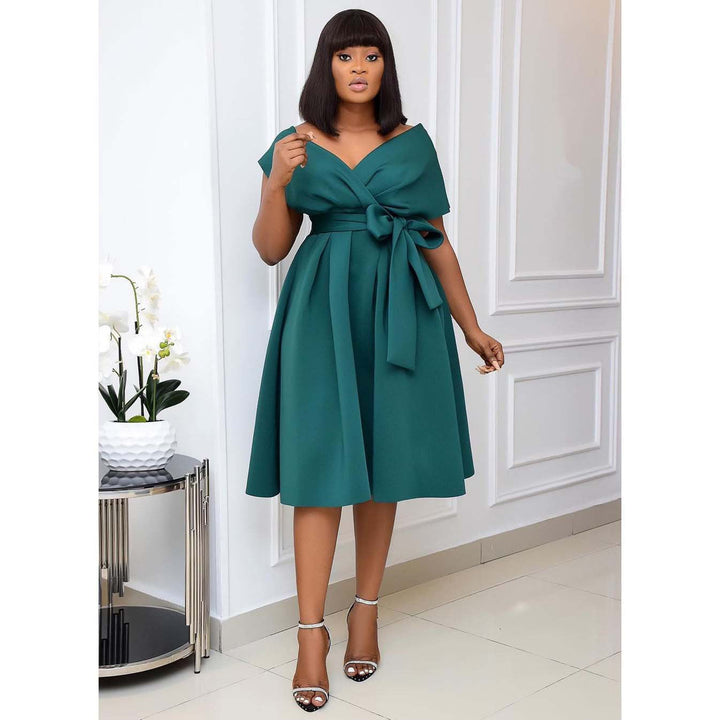 Vivienne | Wedding Guest Bow Waist Midi Dress