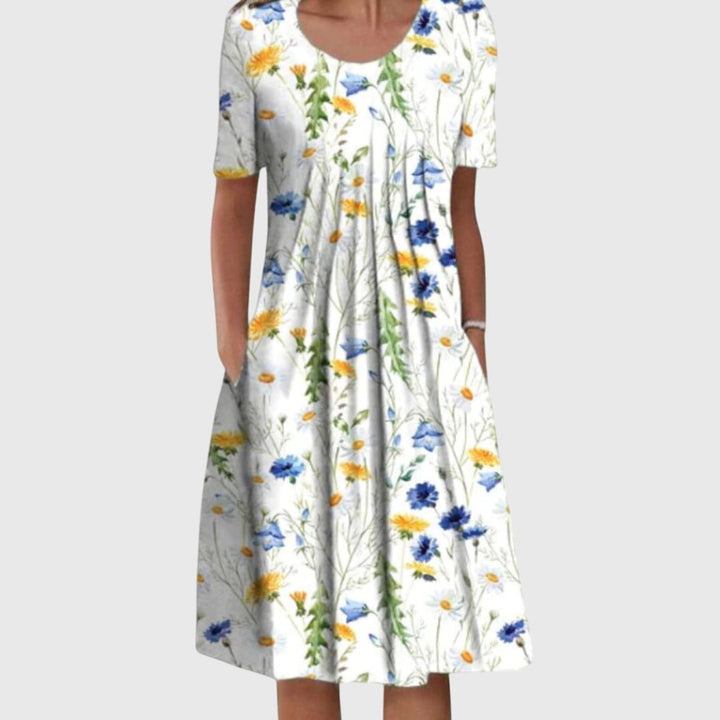Celeste | Floral Round Neck Midi Dress