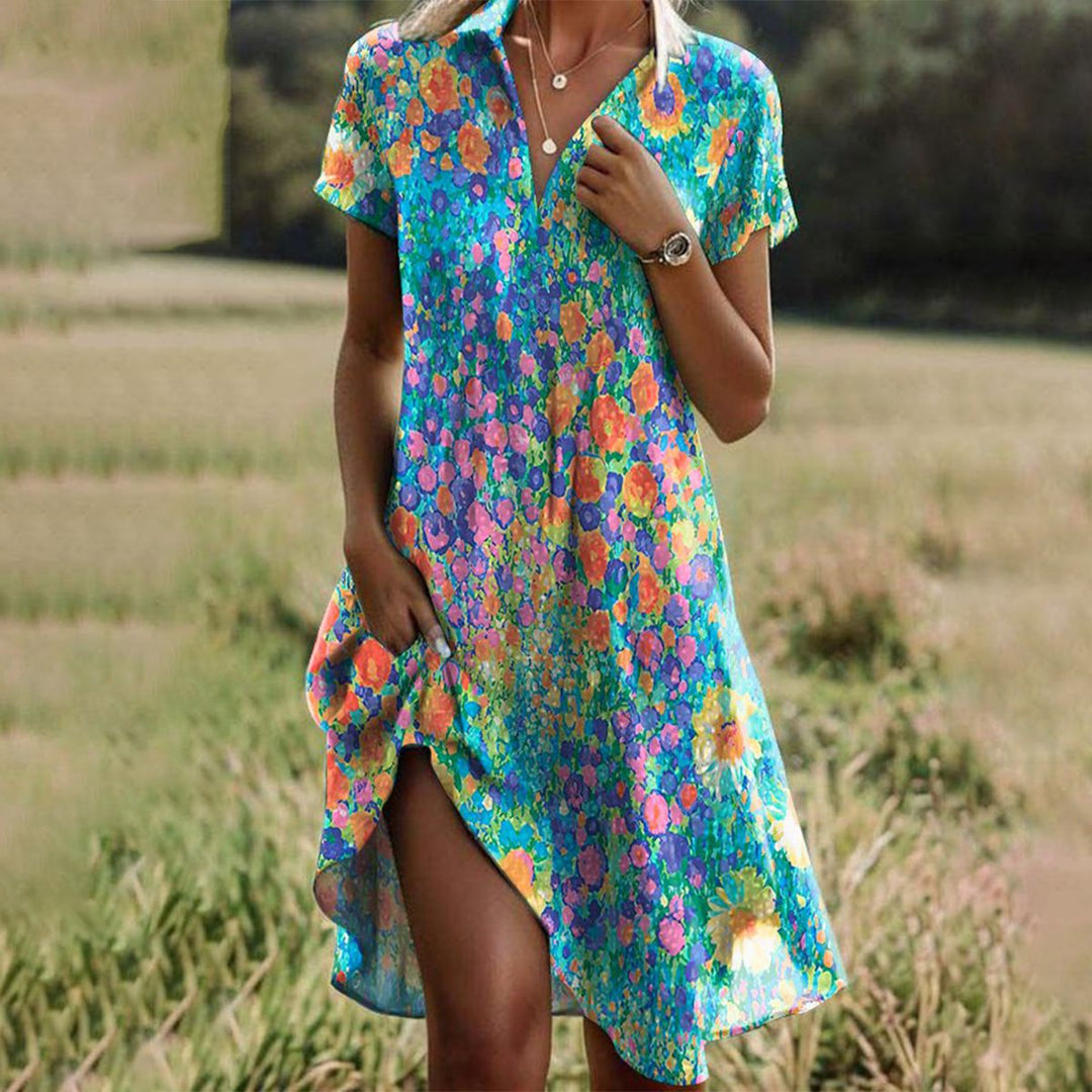 Sophie | Summer Polka Dot V Neck Midi Dress