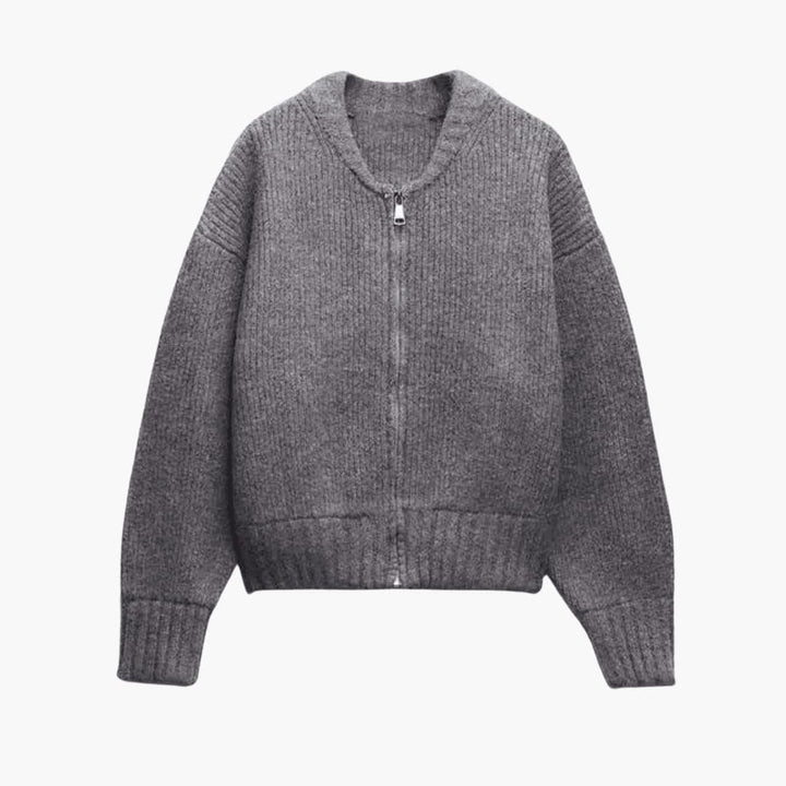 Eliza | Ribbed Knit Zip Front Cardigan