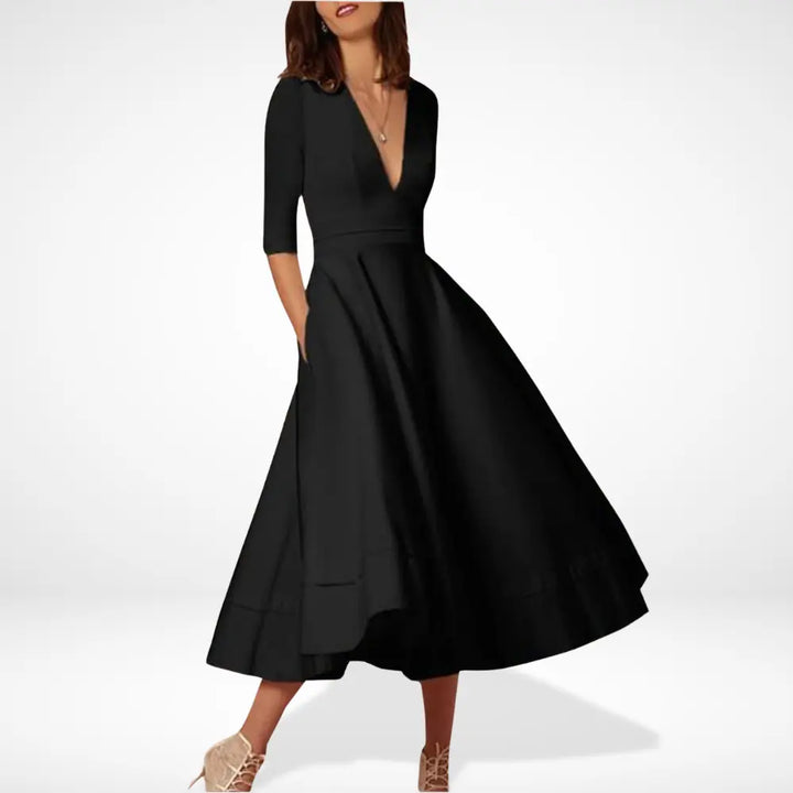 Audrey | Wedding Guest V-Neck Midi Dress
