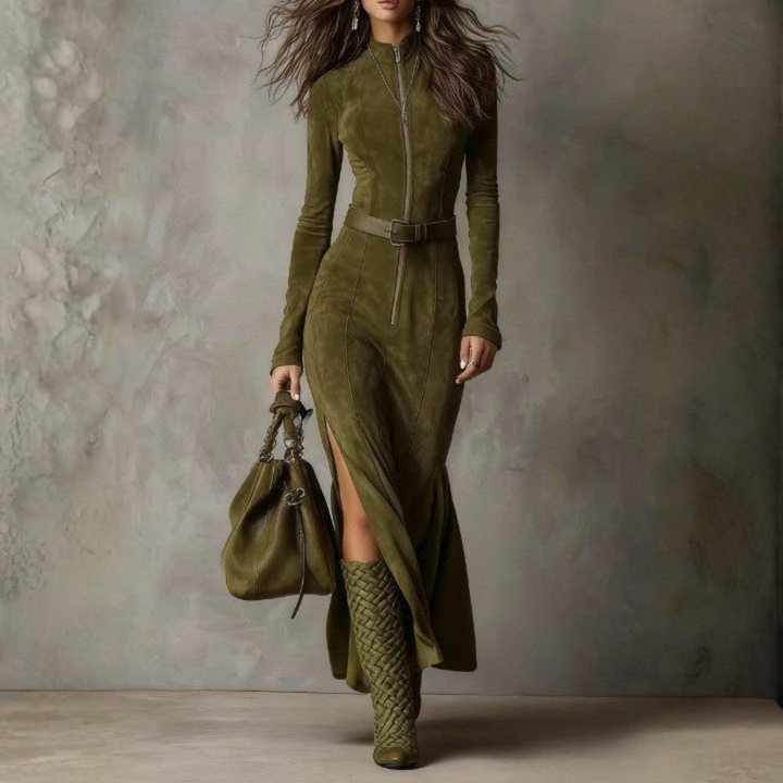 Charlotte | Tailored High Neck Split Maxi Dress