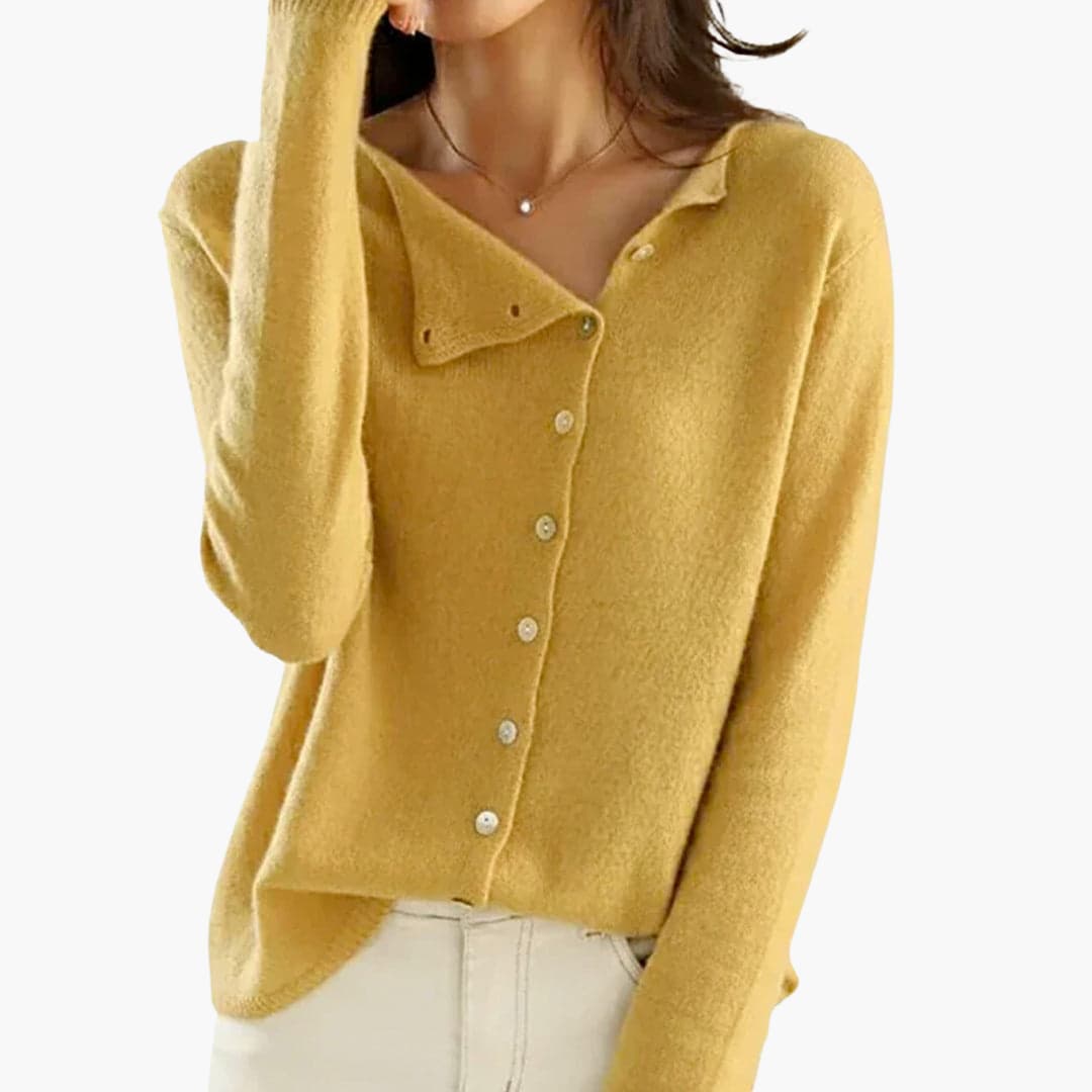 Brielle | Asymmetric Button Front Knit Cardigan