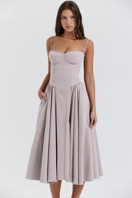 Noelle | Wedding Guest Elegant A Line Midi Dress