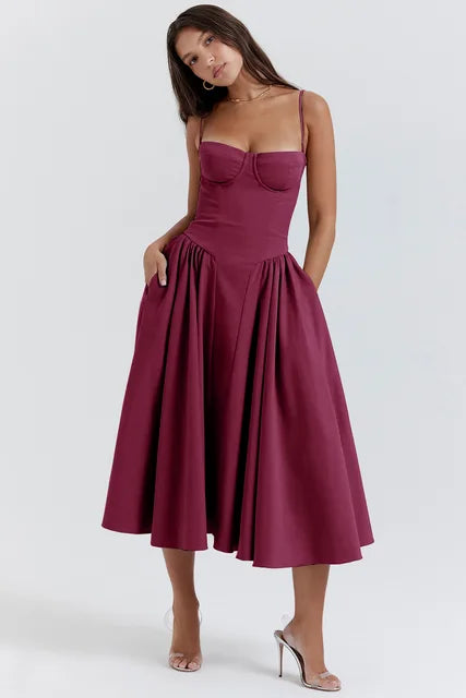 Noelle | Wedding Guest Elegant A Line Midi Dress