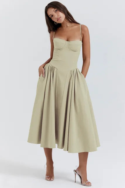 Noelle | Wedding Guest Elegant A Line Midi Dress