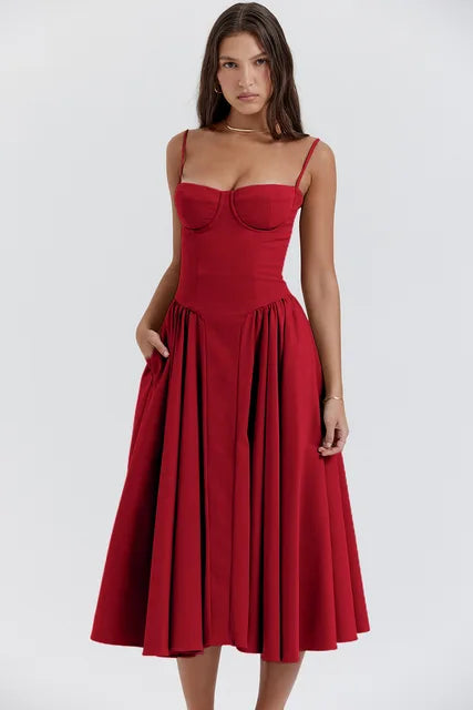 Noelle | Wedding Guest Elegant A Line Midi Dress