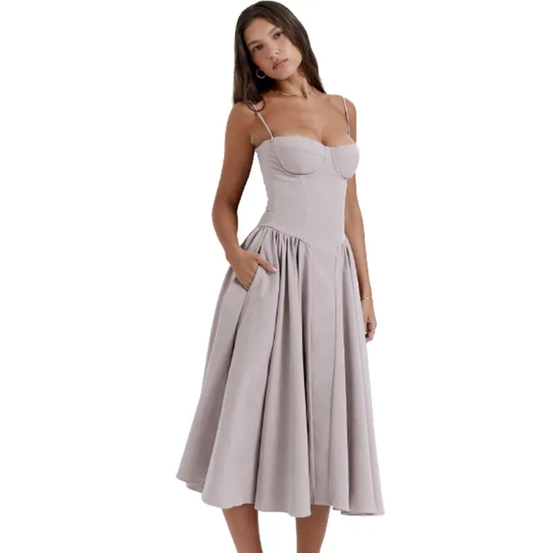 Noelle | Wedding Guest Elegant A Line Midi Dress