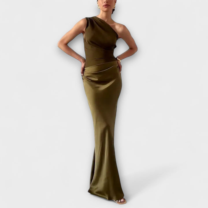 Valentina | Prom One Shoulder Satin Maxi Dress