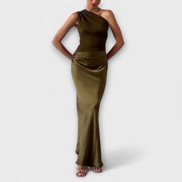 Valentina | Prom One Shoulder Satin Maxi Dress