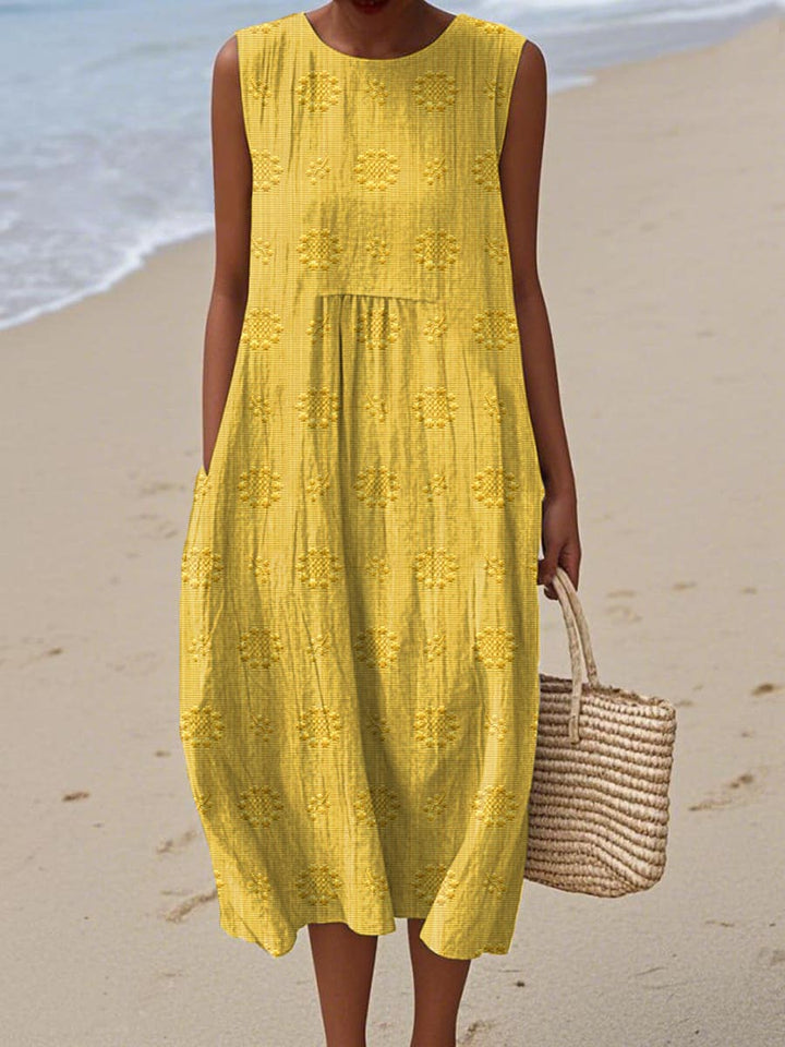 Victoria | Textured Sleeveless Summer Midi Dress