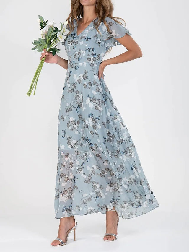 Amélie | Wedding Guest Floral V-Neck Maxi Dress