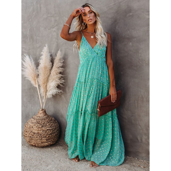 Dahlia | Flowing Strappy Casual V-Neck Maxi Dress