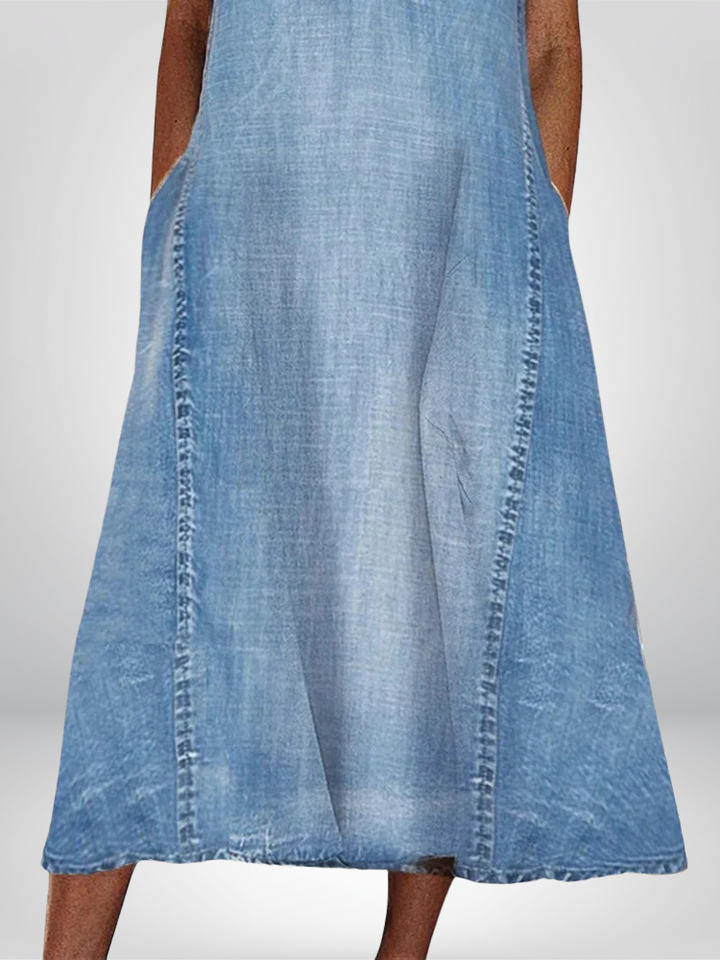 Clara | Casual Sleeveless Denim Midi Dress