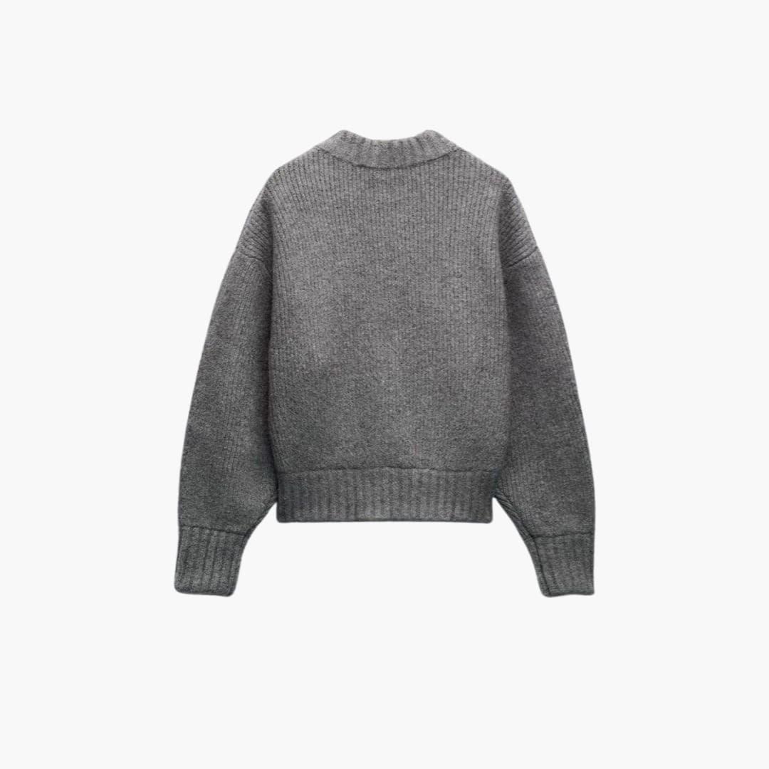 Eliza | Ribbed Knit Zip Front Cardigan