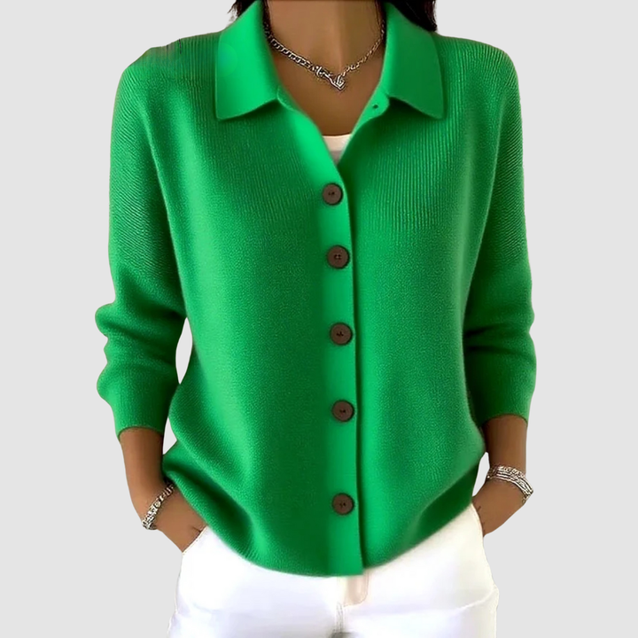 Amelia | Collared Button Front Knit Cardigan