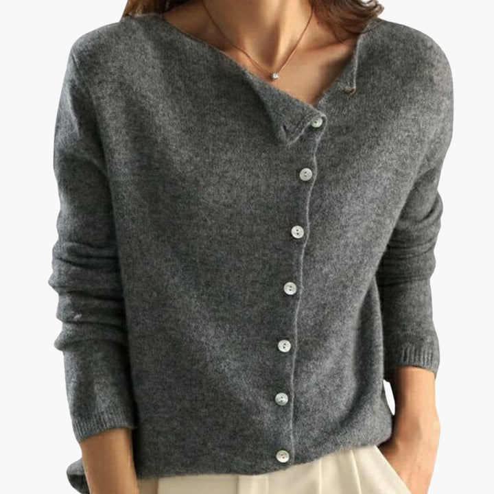 Brielle | Asymmetric Button Front Knit Cardigan