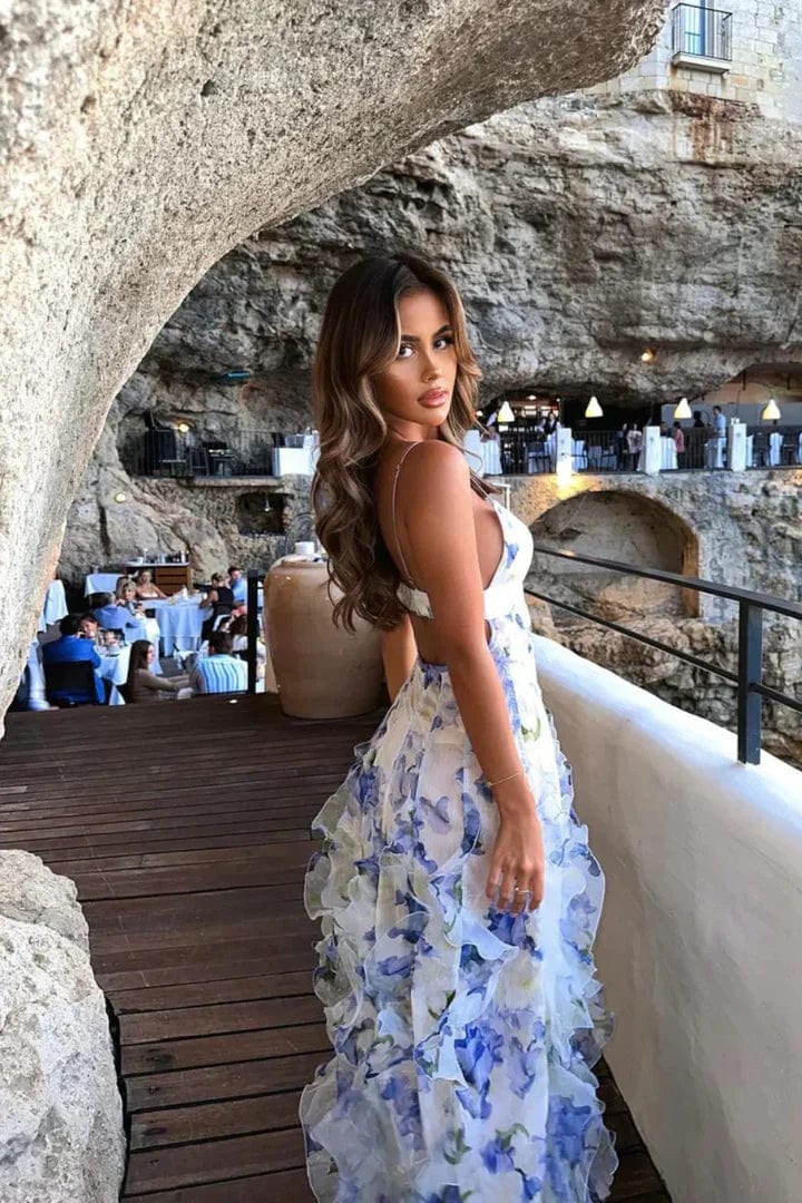 Amara | Wedding Guest Floral Ruffle Maxi Dress