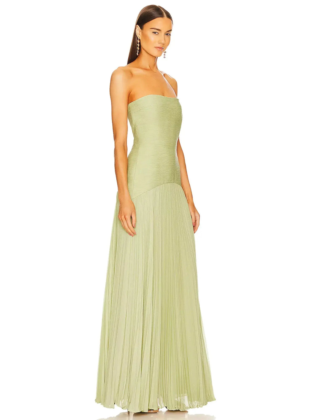 Clarissa | Strapless Pleated Evening Maxi Dress