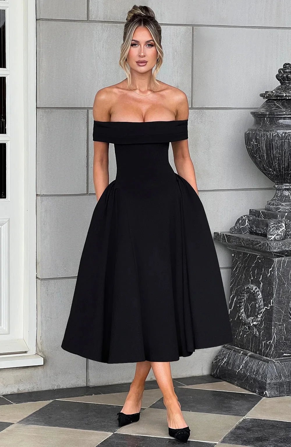 Isabella | Prom Off Shoulder Midi Dress