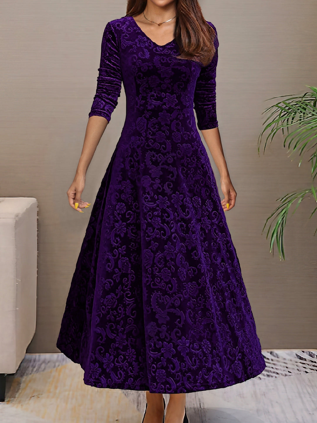 Isabella | Wedding Guest Floral V Neck Midi Dress