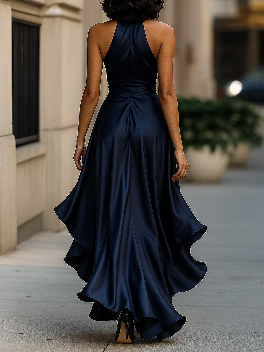 Olivia | Prom Satin Halter Neck Maxi Dress
